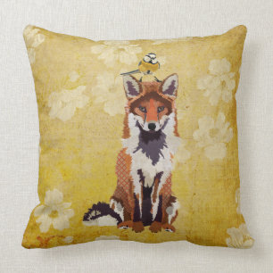 Retro Fox u. kleines Vogel-Kissen Kissen