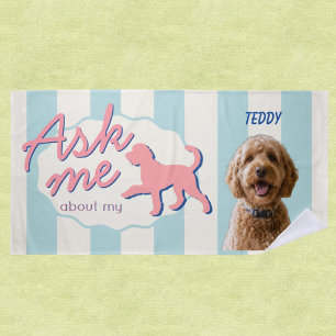 Retro Frag Mich Über Mein Goldendoodle Benutzerdef Strandtuch