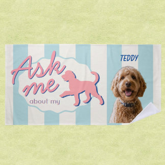 Retro Frag Mich Über Mein Goldendoodle Benutzerdef Strandtuch