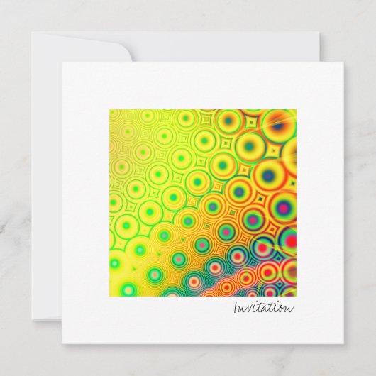 Retro ・ Fraktal Art ・ Gelb Einladung (Vorderseite)