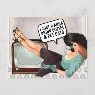 RETRO FRAMAN FUNNY COFFEE & CATS POSTCARDS POSTKARTE