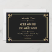 Retro Frame Art Deco Dunkle Save the Date Karte (Vorderseite)