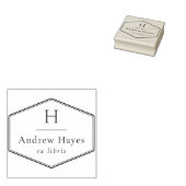 Retro Frame Modern Monogram Ex Libris Book Gummistempel (Stempel)