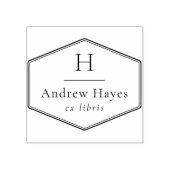 Retro Frame Modern Monogram Ex Libris Book Gummistempel (Prägung)