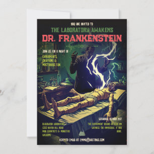 Retro-Frankenstein-Labor erwacht Halloween Einladung
