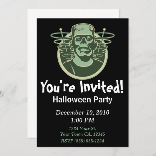 Retro Frankenstein Party Einladungen (Vorne/Hinten)