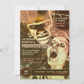 Retro Frankenstein Vintage Horror Einladung (Vorderseite)