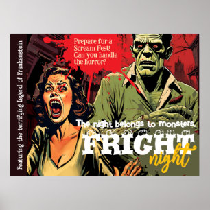Retro Frankenstein Vintage Horror Halloween-Party Poster