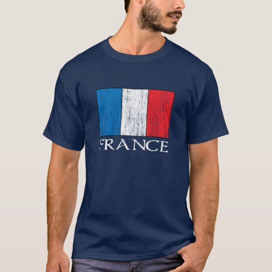 Retro Frankreich-Flaggen-T - Shirt (Vorderseite)