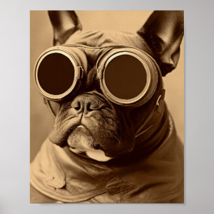 Retro Französchen Sepia Poster