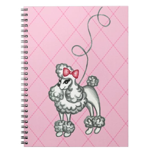 Retro Französisch Pink Poodle Schule Notebook Notizblock (Vorderseite)