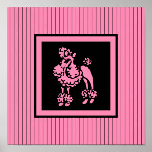 Retro Französisch rosa Poodle Poster Wand Geschenk