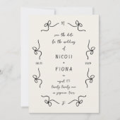 Retro Französisch spielerisch Bow Frame Wedwriting Save The Date (Vorderseite)