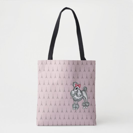 Retro-Französische-Pudel-Tragetasche Tasche (Vorderseite)