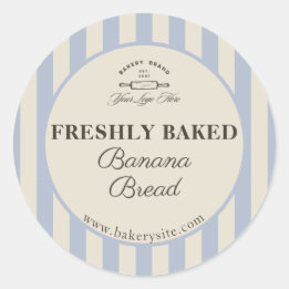 Retro französisches blau gestreiftes Bäckerei-Logo Runder Aufkleber