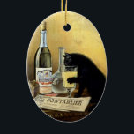 Retro französisches Plakat "Wermutbürger " Keramikornament<br><div class="desc">Berühmter trinkender Wermut der schwarzen Katze des Plakats ist auf der ganzen Welt gewesen und bleibt eins der schönsten und repräsentativplakate von 1900. Gegründet durch Brüder Mourgue für bürgerliche berühmte Brennerei in Pontarlier, verwendet er die gleichen Codes wie die berühmte Malerei durch Charles Maire für französischen WermutPernod Fils, nämlich: Tabelle,...</div>