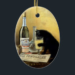 Retro französisches Plakat "Wermutbürger " Keramikornament<br><div class="desc">Berühmter trinkender Wermut der schwarzen Katze des Plakats ist auf der ganzen Welt gewesen und bleibt eins der schönsten und repräsentativplakate von 1900. Gegründet durch Brüder Mourgue für bürgerliche berühmte Brennerei in Pontarlier, verwendet er die gleichen Codes wie die berühmte Malerei durch Charles Maire für französischen WermutPernod Fils, nämlich: Tabelle,...</div>