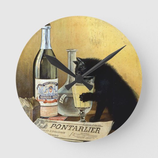 Retro Französisches Poster "absinthe bourgeois" Runde Wanduhr (Vorderseite)