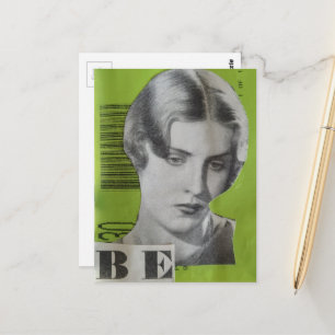 Retro-Frau als Mixed-Media-Collage Postkarte