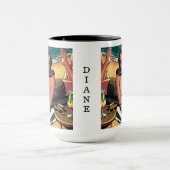 Retro-Frau am Strand beim Lesen eines Modemagazins Tasse (Zentrum)