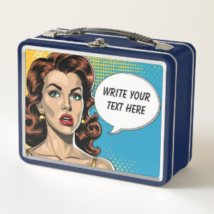 Retro-Frau Anpassbarer Text Metall Brotdose