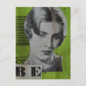 Retro-Frau auf grüner Mixed-Media-Collage Postkarte (Vorderseite)