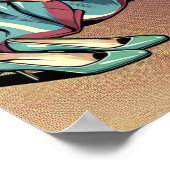 Retro-Frau aus den 50er Jahren am Strand Poster (Ecke)