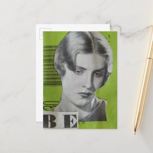 Retro-Frau-Be-Collage Postkarte (Vorderseite/Rückseite Beispiel)
