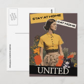 RETRO FRAU BLEIBE BEI ZUHAUSE CAT MAMA UNITED POST POSTKARTE (Vorne/Hinten)