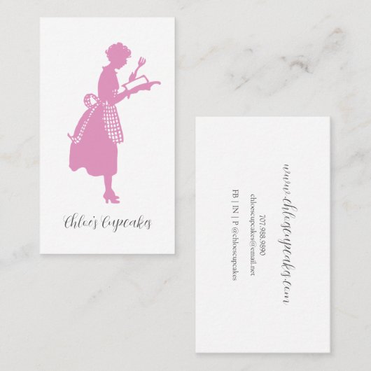 Retro-Frau Cupcake Baker Visitenkarte (Vorne/Hinten)