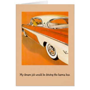 Retro Frau - den Karma-Bus fahrend,