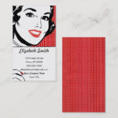 Retro Frau, die ein Zeichen hält Visitenkarte (Vorne/Hinten)