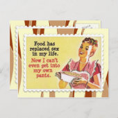 Retro Frau, die Postkarte kocht (Vorne/Hinten)