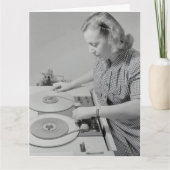 RETRO FRAU DJ MIXER BIRTHDAY CARD FÜR SIE DANKESKARTE (Vorderseite)