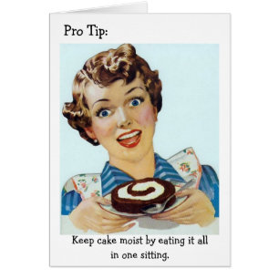 Retro Frau - ganzen Kuchen essend Ihren,