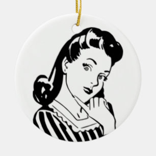 Retro-Frau Gerichtssachverständige lustige Weihnac Keramik Ornament