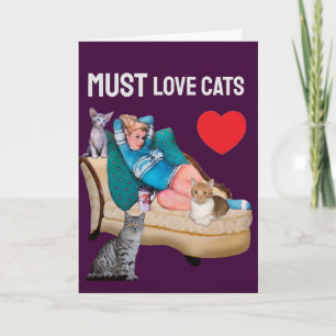 RETRO-FRAU (HAUSFRAU) KATZE KATZEN LEERE INNENSEIT KARTE