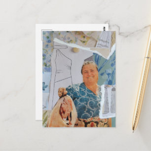 Retro-Frau Hühnchen zum Abendessen Collage Postkarte