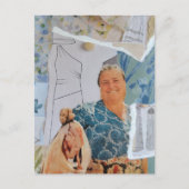 Retro-Frau Hühnchen zum Abendessen Collage Postkarte (Vorderseite)