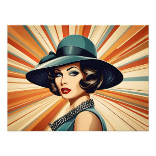 Retro-Frau im Vintage-Stil Fotodruck