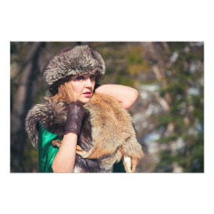 Retro-Frau im Winter Fotodruck