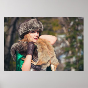 Retro-Frau im Winter Poster