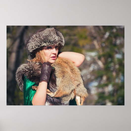 Retro-Frau im Winter Poster (Vorne)