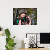 Retro-Frau im Winter Poster (Heimbüro)
