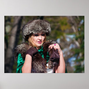 Retro-Frau im Winter Poster