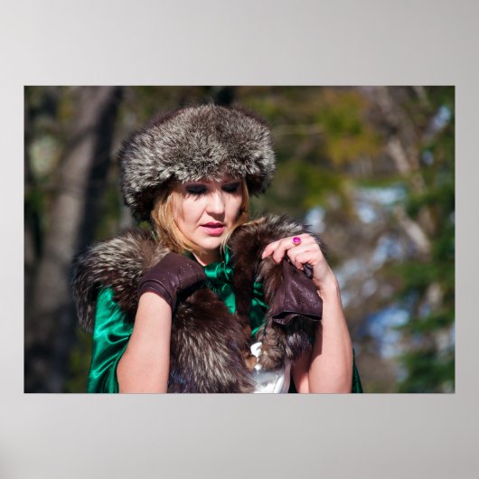 Retro-Frau im Winter Poster (Vorne)