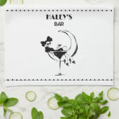 Retro-Frau in Martini-Bar Geschirrtuch (Gefaltet)