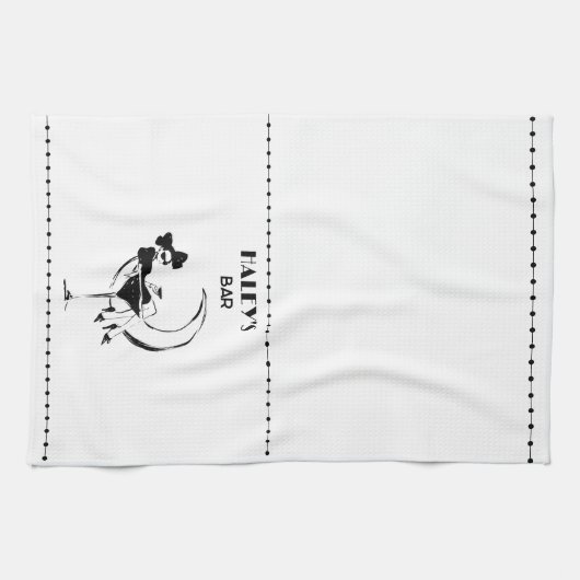 Retro-Frau in Martini-Bar Geschirrtuch (Horizontal)