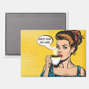 Retro-Frau-Kaffee individuell anpassbar Magnet