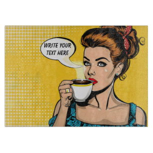 Retro-Frau-Kaffee individuell anpassbar Schneidebrett